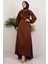 Kuyruklu Degaje Elbise Kahve 3