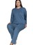 Lusso Notte Yumuşak Esnek Kumaş Kışlık Büyük Beden Kadın Pijama Takımı 3xl/5xl 4