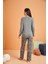 Kadın Likralı Viskon 4 Mevsim Kumaş Leoparlı Uzun Kollu Pijama Takım 3