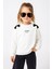 Kız Çocuk %100 Pamuk Ekru Sweatshirt Fiyonk Detaylı - Rahat Kız Çocuk Giyim 1