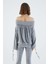 Omuz Dekolteli Kadın Sweatshirt Gri - Melanj K2154114_434 4