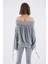 Omuz Dekolteli Kadın Sweatshirt Gri - Melanj K2154114_434 5