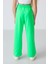 Neon Yeşil Cepli Ön Dikiş Detaylı Geniş Paça Kız Çocuk Eşofman Altı -75144 5