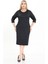Çift Cepli Desenli Esnek Kışlık Büyük Beden Midi Elbise 25B-2722 2