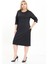 Çift Cepli Desenli Esnek Kışlık Büyük Beden Midi Elbise 25B-2722 5