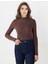 Acı Kahve Yarım Balıkçı Yaka Dar Kesim Basic Örme Bluz 1