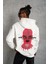 Erkek Oversize Üç Iplik Kapüşonlu Sweatshirt – “don’t Be Terrified” Ön, Sırt ve Kol Baskılı, Kanguru Cepli, Ribanalı Rahat Model - Beyaz 1