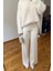 Beli Lastikli Triko Pantolon- Ekru 3