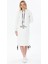 Kadın Uzun Boy Happy Women's Day Yazılı Beyaz Kapüşonlu Cepli Elbise 1