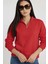 Kadın 3 Iplik Şardonlu Yarım Fermuarlı Kırmızı Sweatshirt – Içi Pamuklu Kalın Kumaş, Tam Kalıp Rahat Model 1