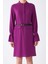 Kemerli Uzun Kollu Cepli Mini Elbise Mor K1911029_018 4