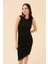 Kuşaklı Püsküllü Triko Elbise Siyah Y2279107_001 7