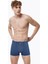 Erkek Desenli Beyaz Lacivert 3 Lü Pamuk Elastan Boxer 3M074 3