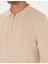 Erkek Bej Slim Fit Polo Yaka Fermuarlı Triko Kazak 50317398-VR011 7