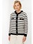 Cep Detay Çizgili Triko Hırka-Siyah 7