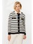 Cep Detay Çizgili Triko Hırka-Siyah 8