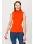 Yarım Balıkçı Kolsuz Basic Triko Kazak-ORANJE 9