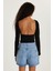Kadın Slim Fit Dar Kesim Sırt Detaylı Siyah Bluz 5