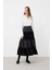 Kadife ve Tafta Maxı Boy Büzgülü Etek Siyah k2335006_001 6
