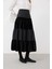 Kadife ve Tafta Maxı Boy Büzgülü Etek Siyah k2335006_001 8