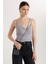 Kadın Slim Fit Dar Kesim Ince Askılı Gri Bluz 2