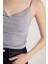 Kadın Slim Fit Dar Kesim Ince Askılı Gri Bluz 3