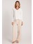 Kadın Slim Fit Dar Kesim Viskonlu Kumaş V Yaka Ekru Bluz 4