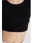 Kadın Slim Fit Modal Kumaş Pamuklu Bisiklet Yaka Siyah Bluz 3