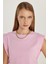 Kadın Slim Fit Dar Kesim Sıfır Kollu Bisiklet Yaka Pembe Bluz 2
