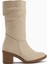 Sahara Hakiki Deri Bej Körüklü Fermuarlı Kadın Çizme 1