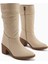 Sahara Hakiki Deri Bej Körüklü Fermuarlı Kadın Çizme 3