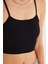 Kadın Slim Fit Dar Kesim Ince Askılı U Yaka Siyah Crop Atlet 3