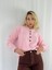 Şardonlu Önden Düğmeli Triko Kazak Kadın Pembe 5