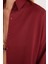 Kadın Oversize Rahat Kesim Spor Yaka Uzun Kollu Basic Düz Bordo Gömlek 3