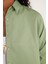 Kadın Oversize Rahat Kesim Spor Yaka Uzun Kollu Basic Düz Mint Gömlek 3
