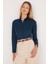 Kadın Slim Fit Dar Kesim Vucüda Oturan Uzun Kollu Lacivert Basic Gömlek 5