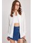 Kadın Slim Fit Düğmeli Yaka Kışlık Yün Viskon Düz Beyaz Gömlek 1