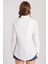 Kadın Slim Fit Düğmeli Yaka Kışlık Yün Viskon Düz Beyaz Gömlek 6