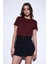 Bordo Basic Kadın T-Shirt 3