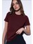 Bordo Basic Kadın T-Shirt 5