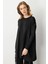 Büyük Beden Düğme Detaylı Triko Tunik-SİYAH 2