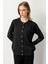 Düğmeli Basic Triko Hırka-SİYAH 3