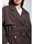 Kahve Kruvaze Kemerli Kadın Trençkot 6