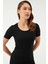 500 Kadın Kısa Kollu O Yaka Termal Üst Içlik-Siyah 1