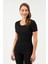 500 Kadın Kısa Kollu O Yaka Termal Üst Içlik-Siyah 2