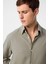 Haki Relax Fit Keten Karışımlı Erkek Gömlek 3