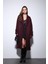 Bordo Kadın Yumuşak Dokulu Oversize Kruvaze Kaban 6