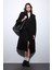 Siyah Kruvaze Kemerli Kadın Trençkot 2