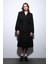 Siyah Kruvaze Kemerli Kadın Trençkot 3