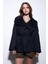 Lacivert Dik Yaka Kruvaze Kadın Kaban 3